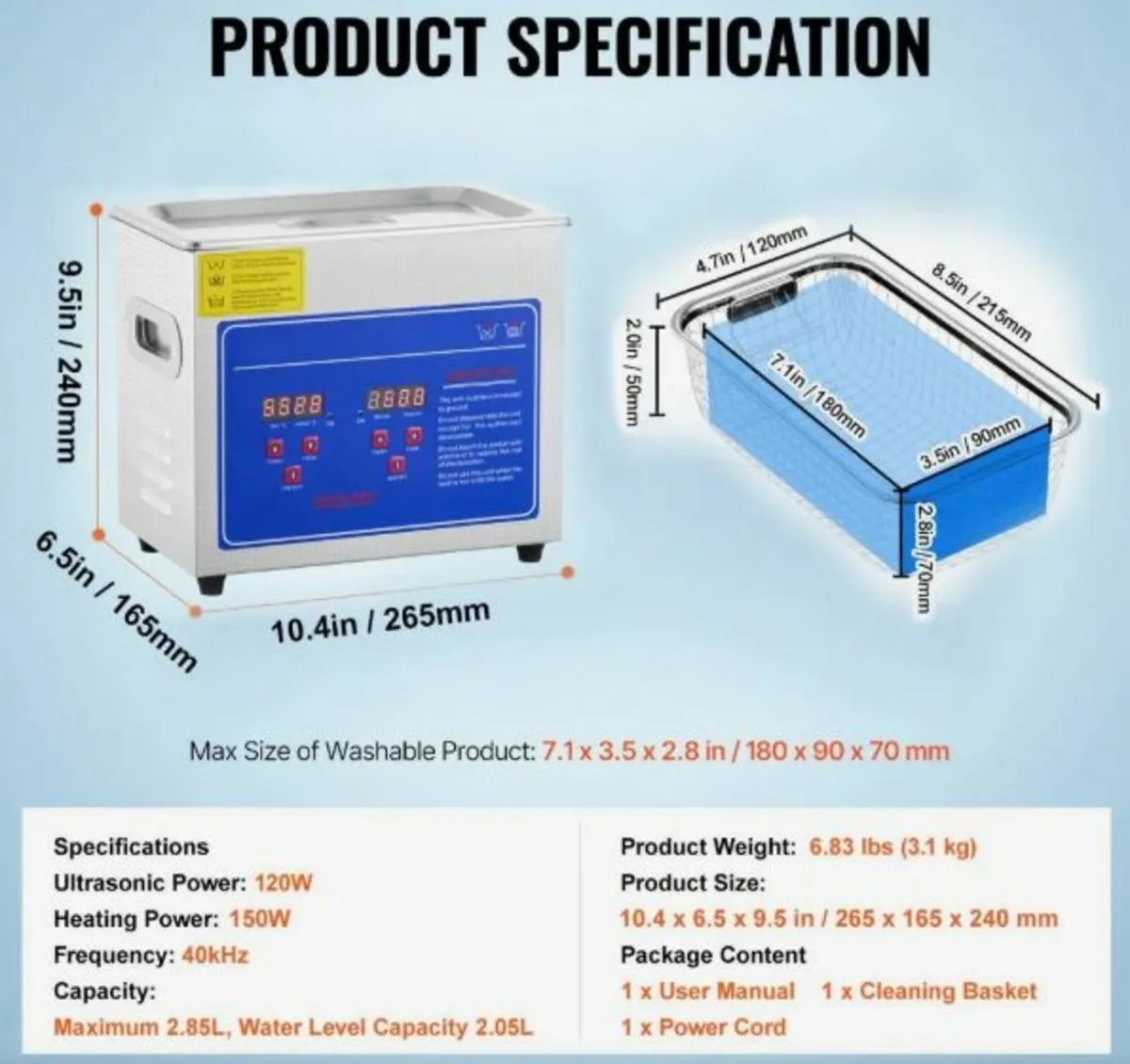 Stainless Steel Ultrasonic Cleaner Digital Heater - Image 2