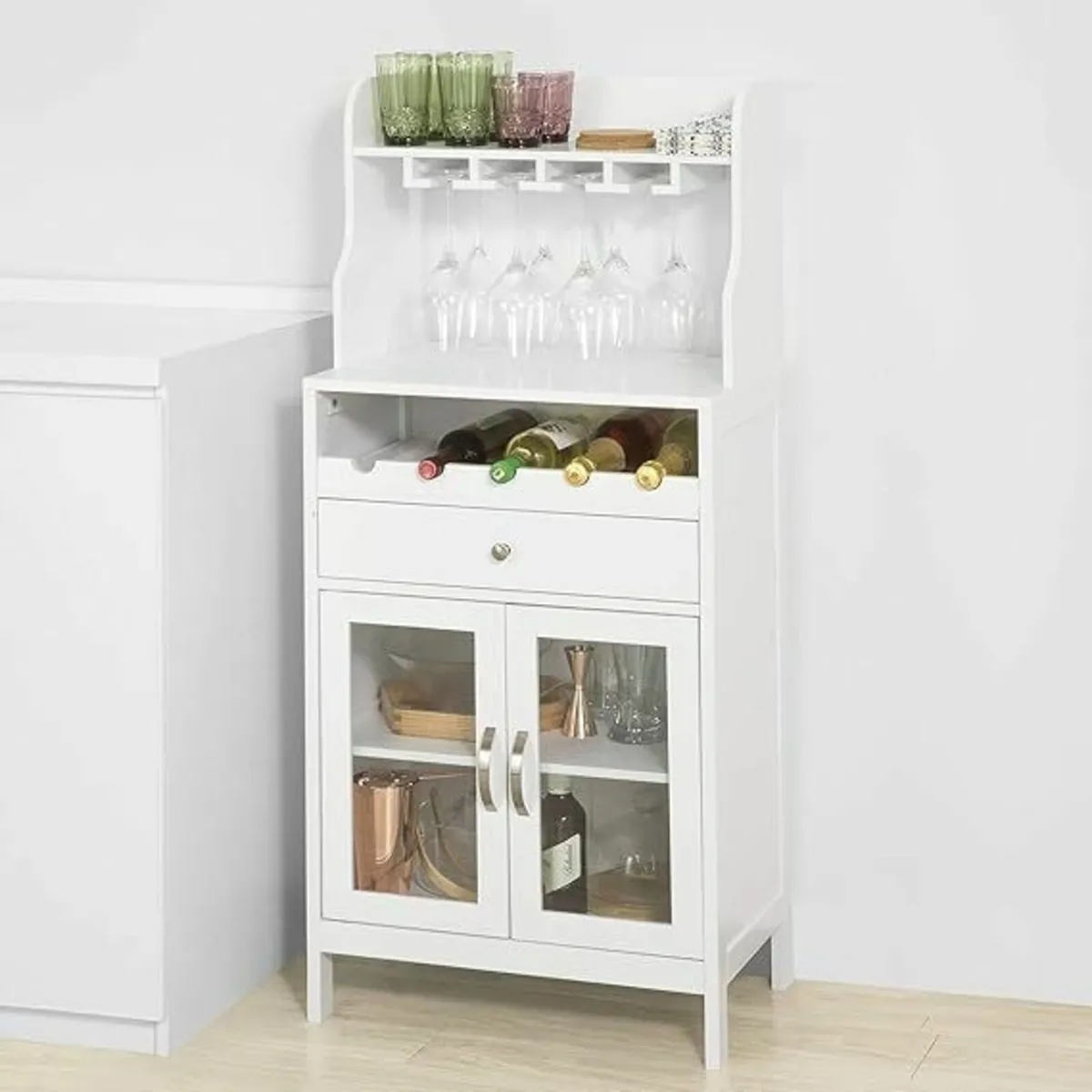 Tall White Drinks Cabinet - Image 1