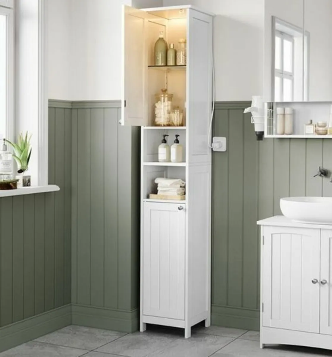 Bathroom Cabinet with lighting White or Grey - Image 1