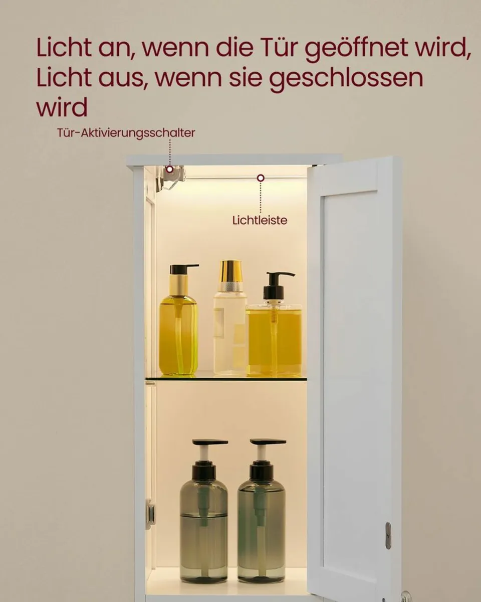 Bathroom Cabinet with lighting White or Grey - Image 3