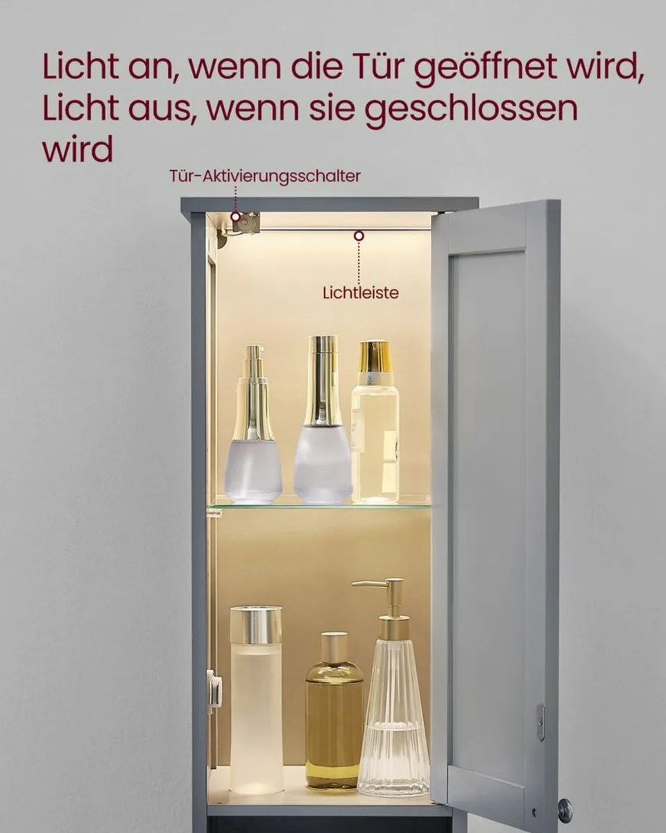Bathroom Cabinet with lighting Grey or White - Image 2