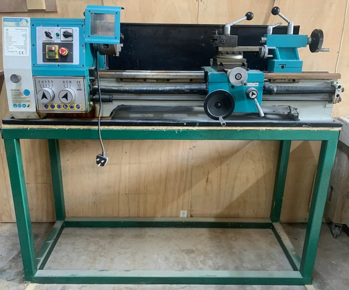 Axminster C8/750 Bench Lathe on heavy duty stand - Image 1