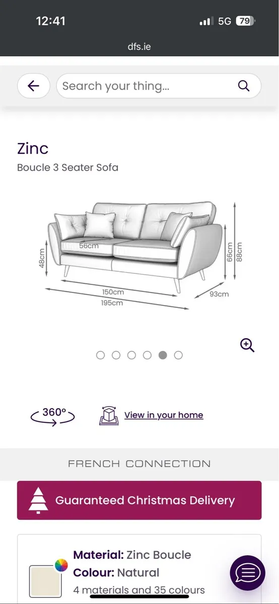 DFS French Connection 3 Seater *Brand New* - Image 2