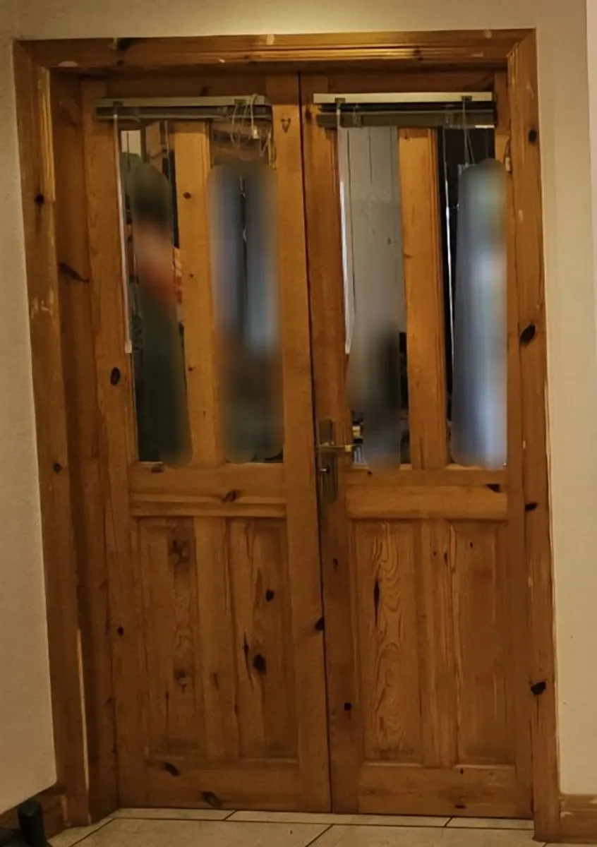 French Doors and Frame Double Doors Wooden with Blinds - Image 1