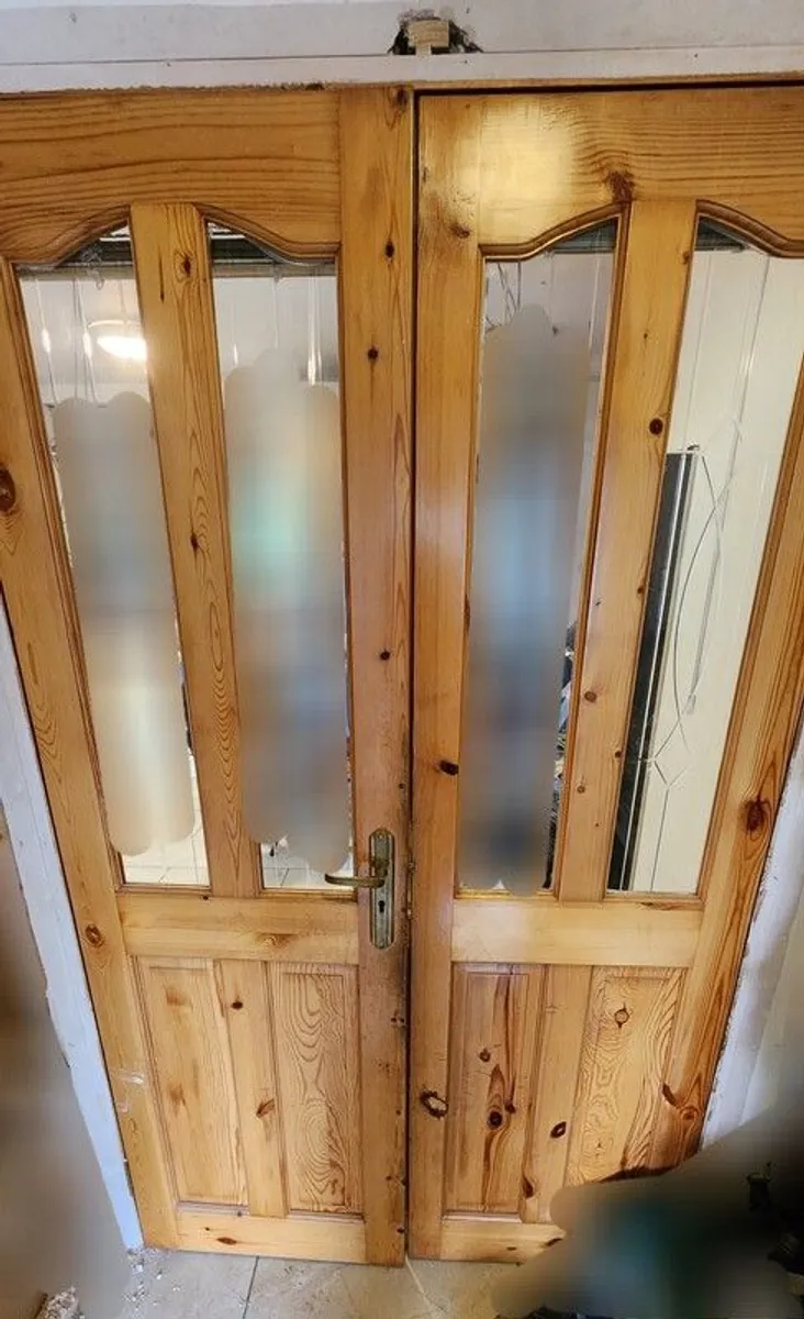French Doors and Frame Double Doors Wooden with Blinds - Image 2