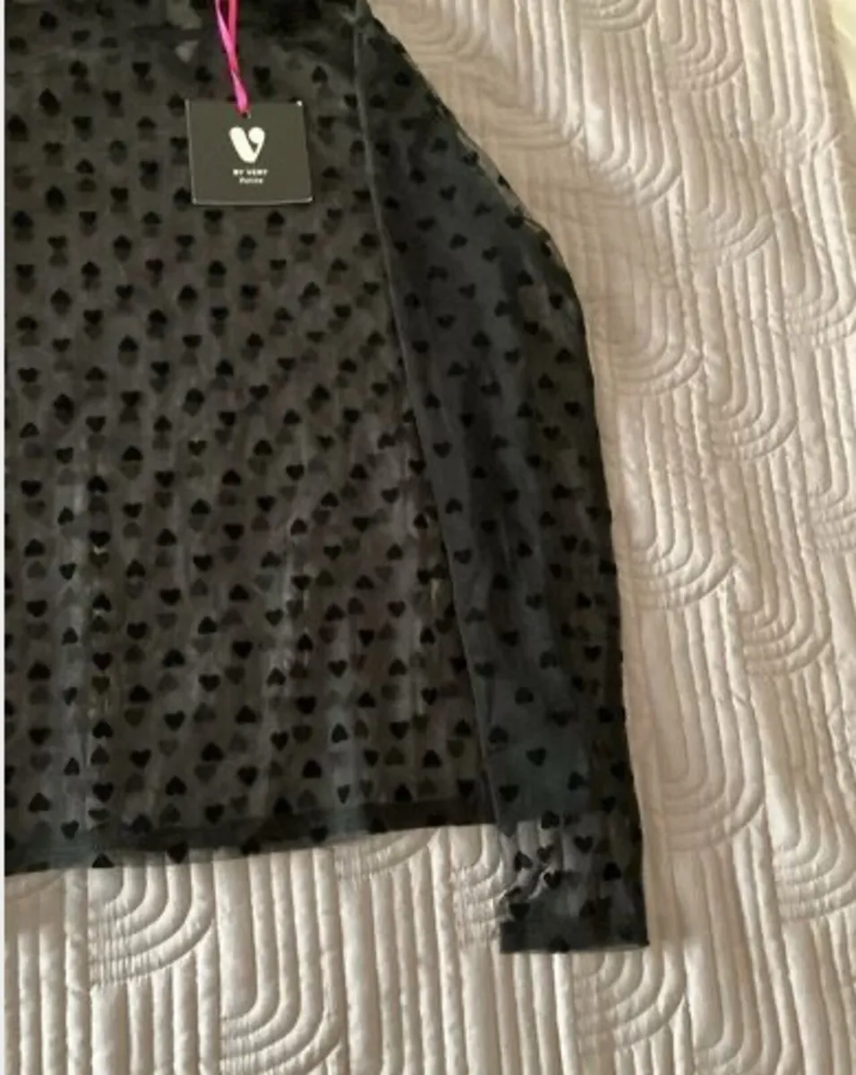 BY VERY Petite Black Chiffon Top Size 10 UK - Image 4