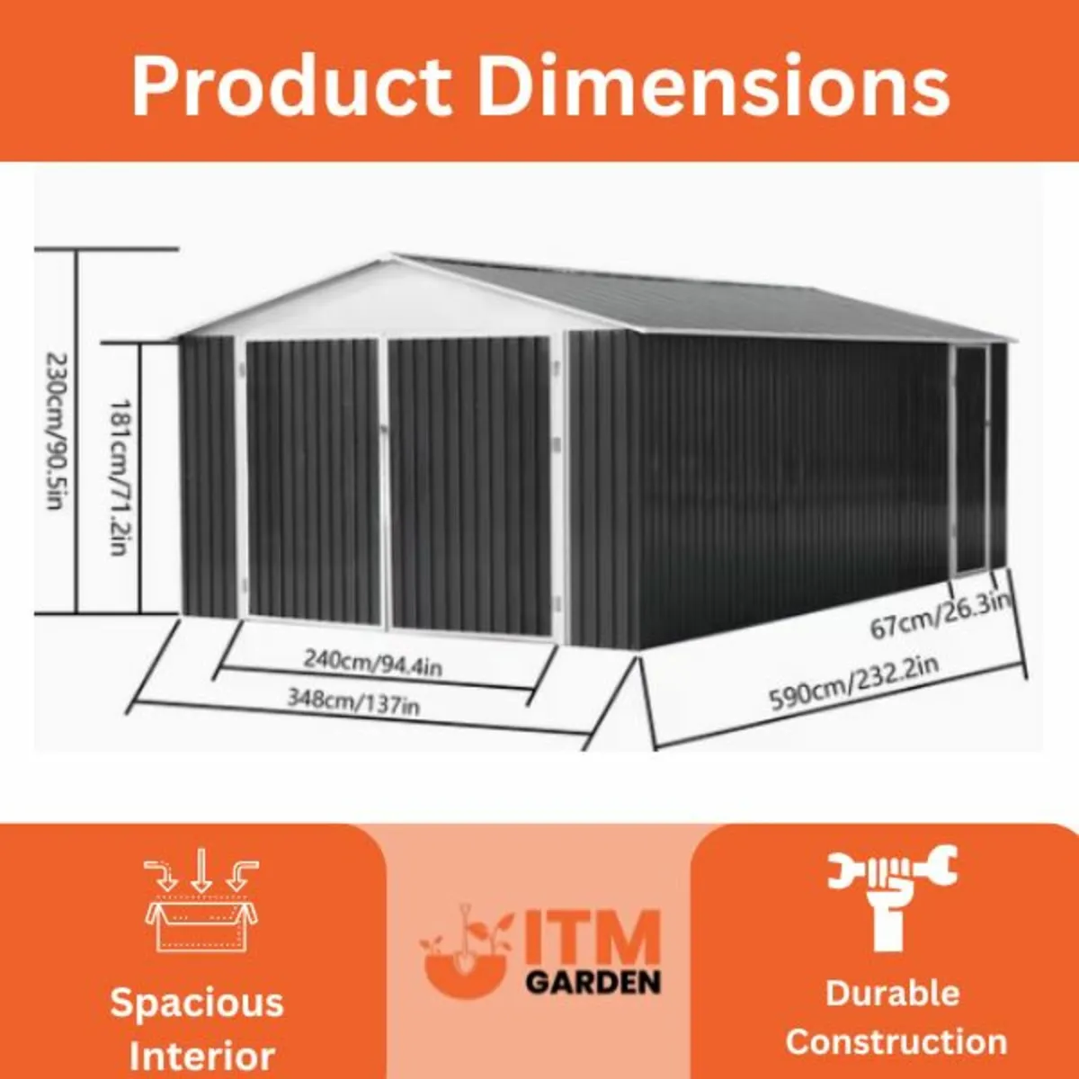 11×20FT Metal Storage Shed – Durable Outdoor Shed - Image 4