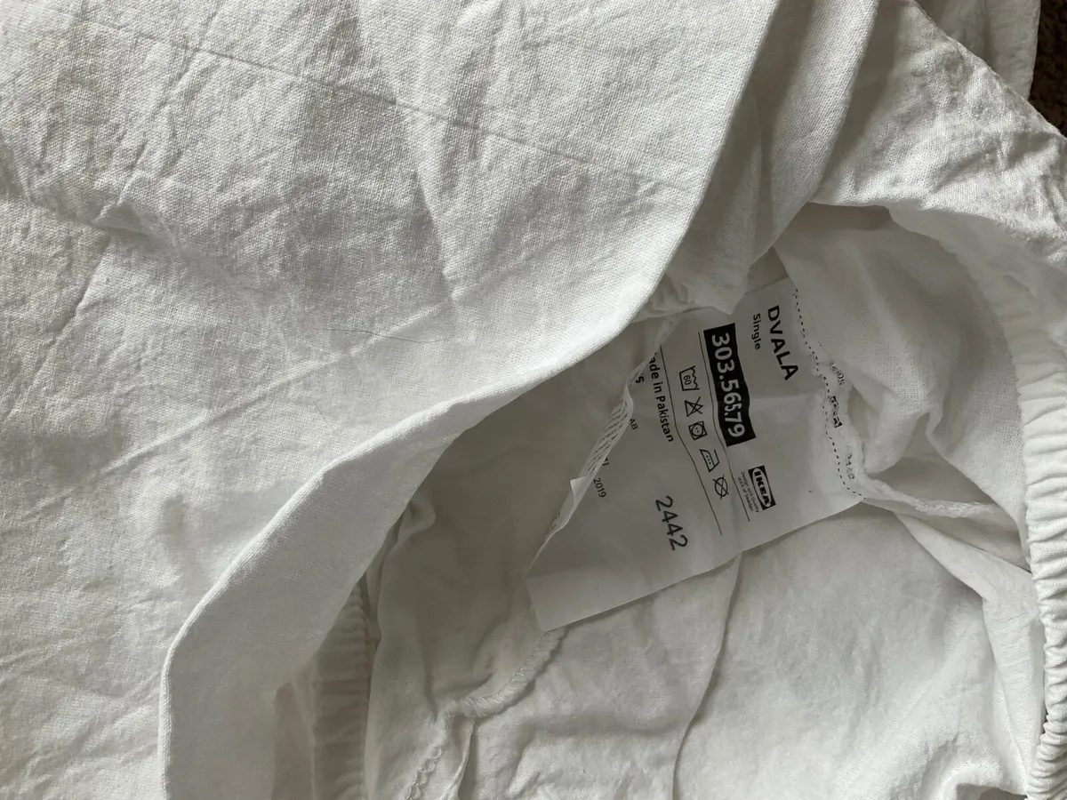Dvala fitted sheet single bed white - Image 2