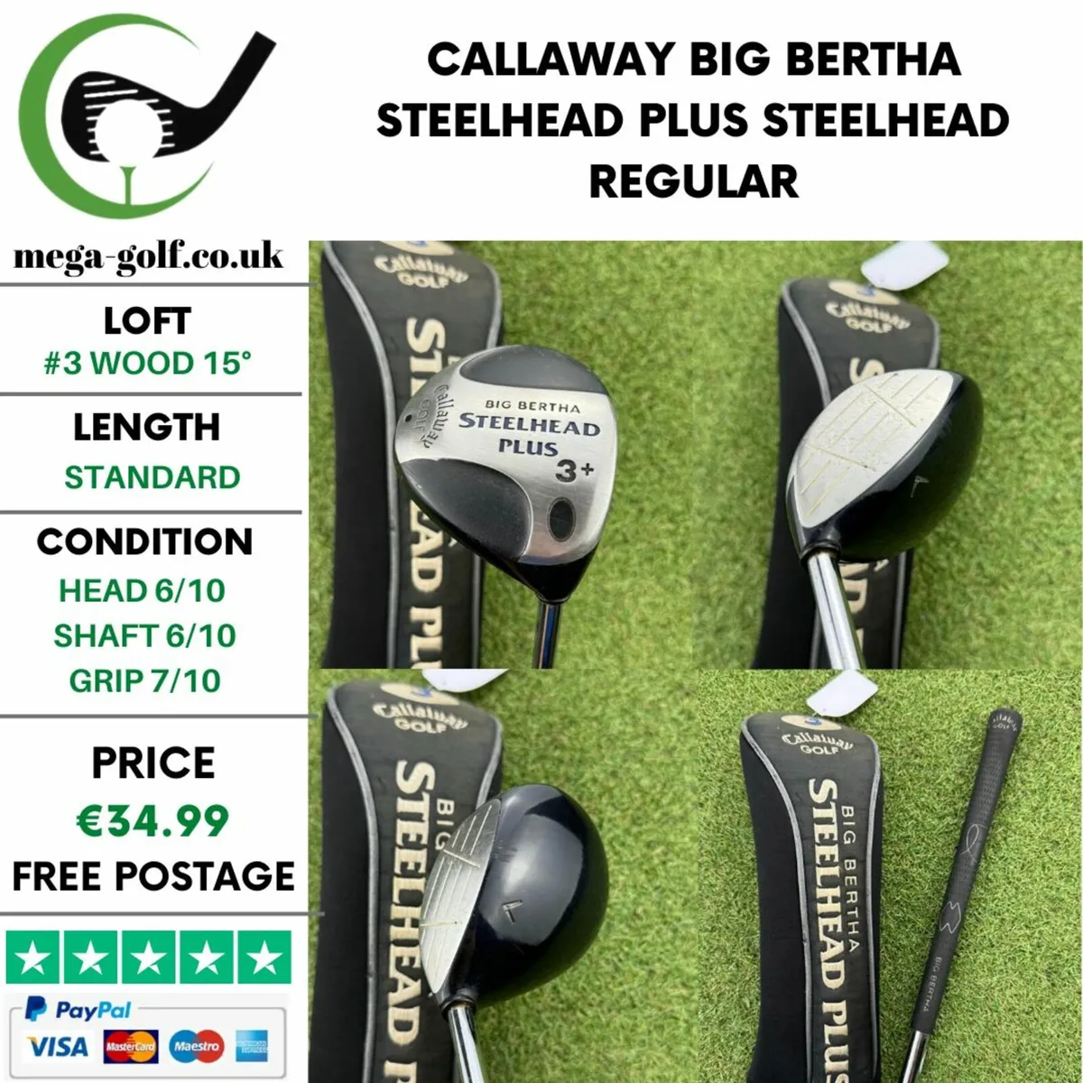 CALLAWAY BIG BERTHA STEELHEAD PLUS #3 WOOD 15° - Image 1