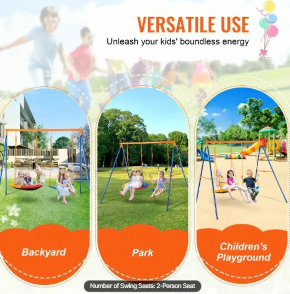 Swing Sets for Backyard 1 Saucer 1 Belt Swing Seat - Image 3