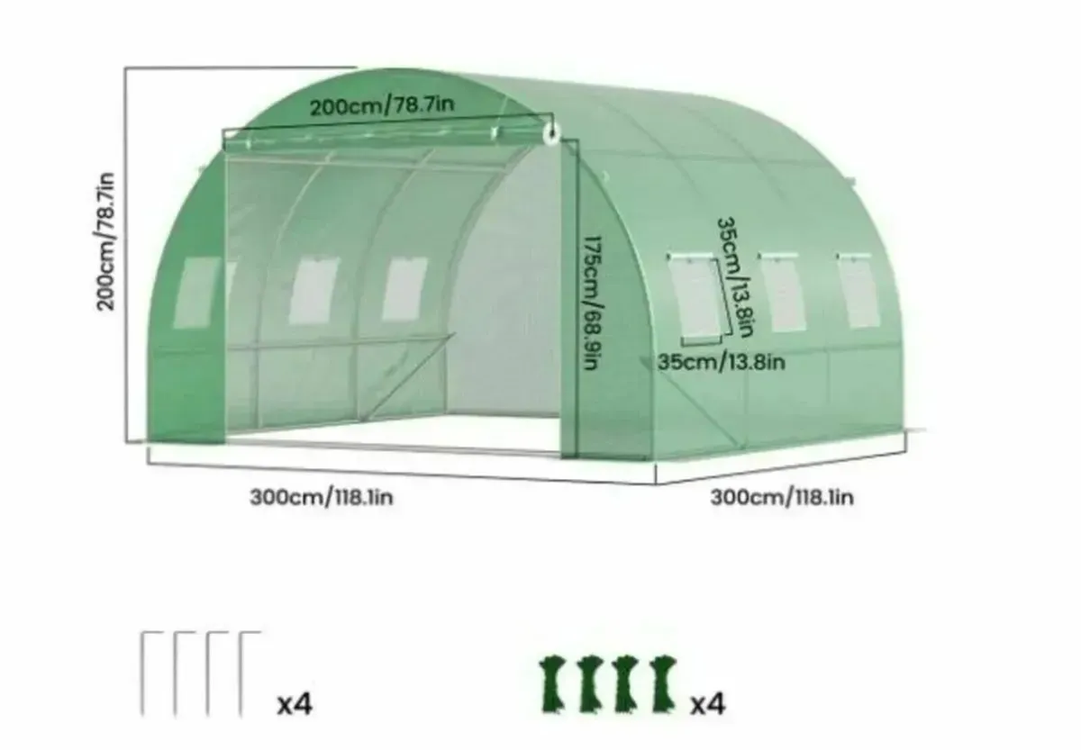 Greenhouse 3x2x2 m 6m² Poly Tunnels - Image 3