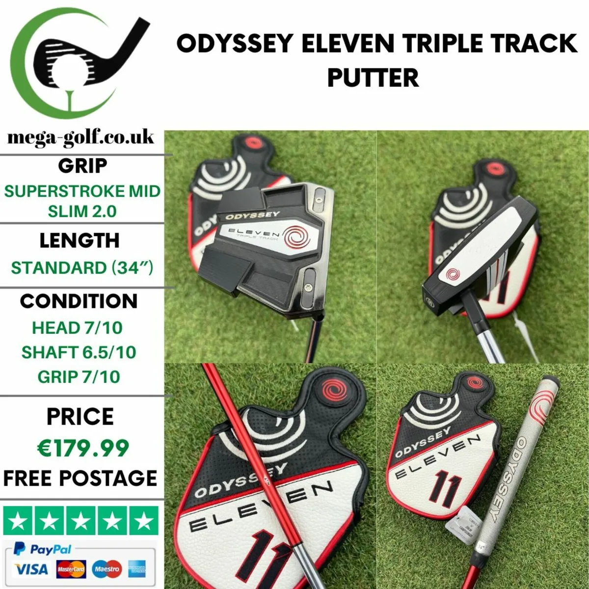 ODYSSEY ELEVEN TRIPLE TRACK PUTTER / 34″ - Image 1
