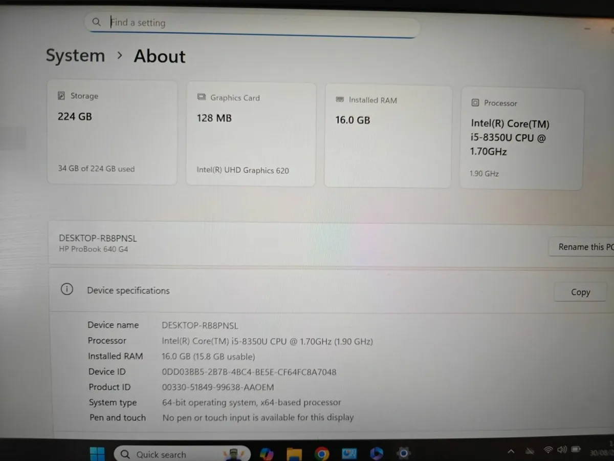 HP Probook 640 G4 | i5 | 16GB | 256GB | 14" FHD | - Image 3