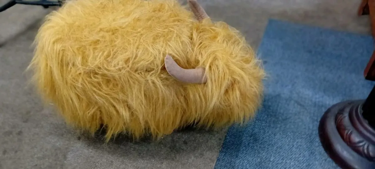 Plush Highland Cow Footstool - Image 1