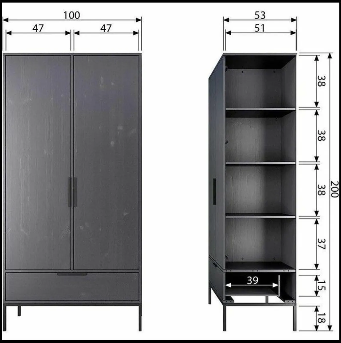 Wardrobe - Adam Pine Wood Cabinet - Image 2