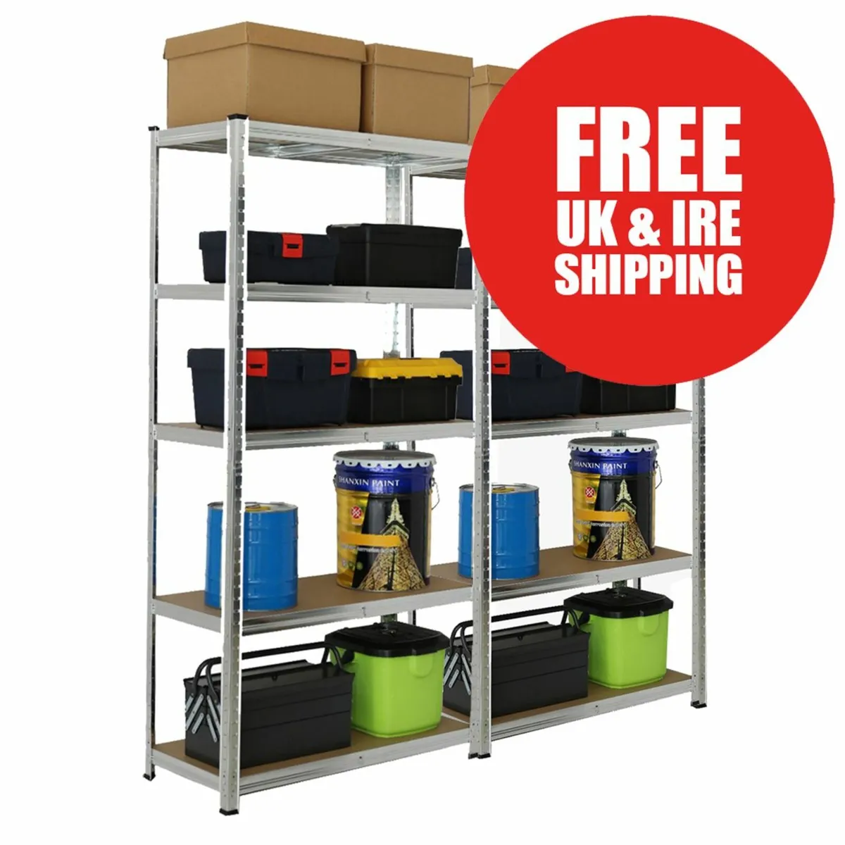 Budget Garage Shelving | 2 Bay Galvanised - Image 1