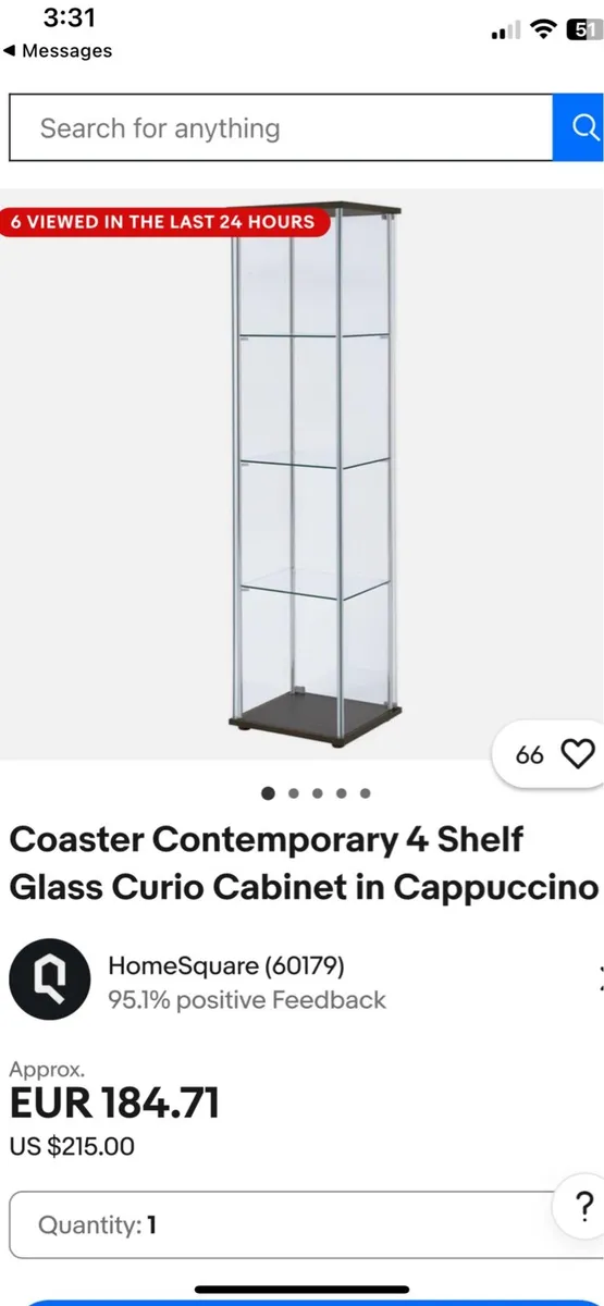 4 shelf glass cabinet - Image 4