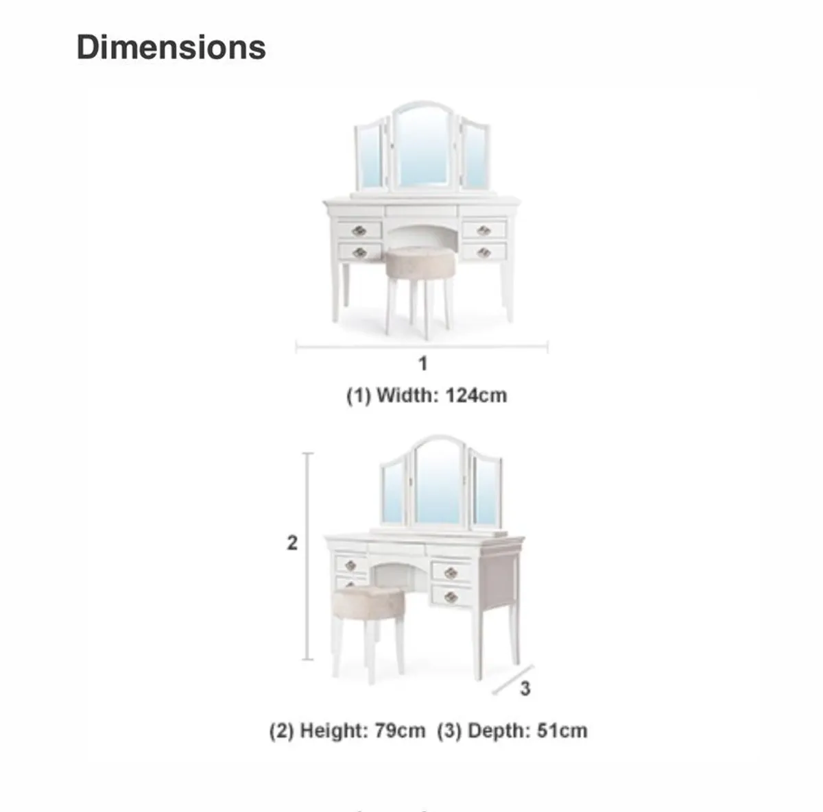 White Dressing Table Set - Image 2