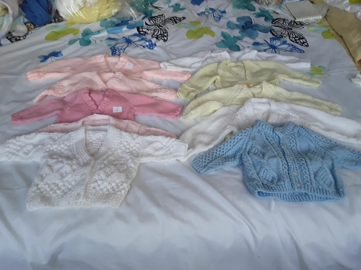 Brand new hand knitted baby cardigans boy girl - Image 1