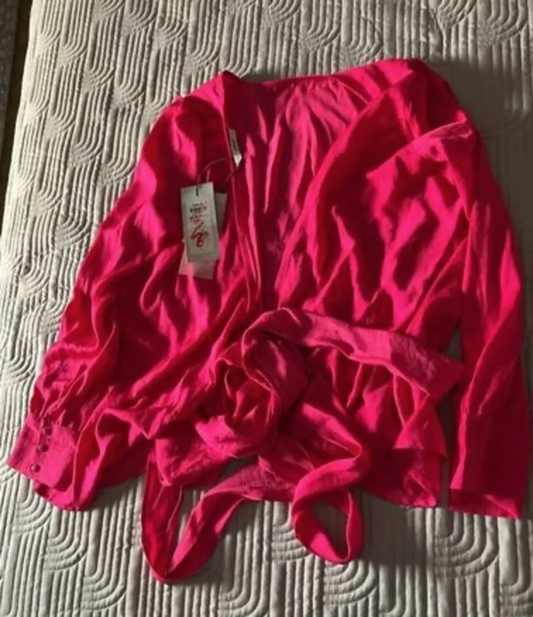 Only Beautiful Pink Wrap Blouse Size UK 8 - Image 2