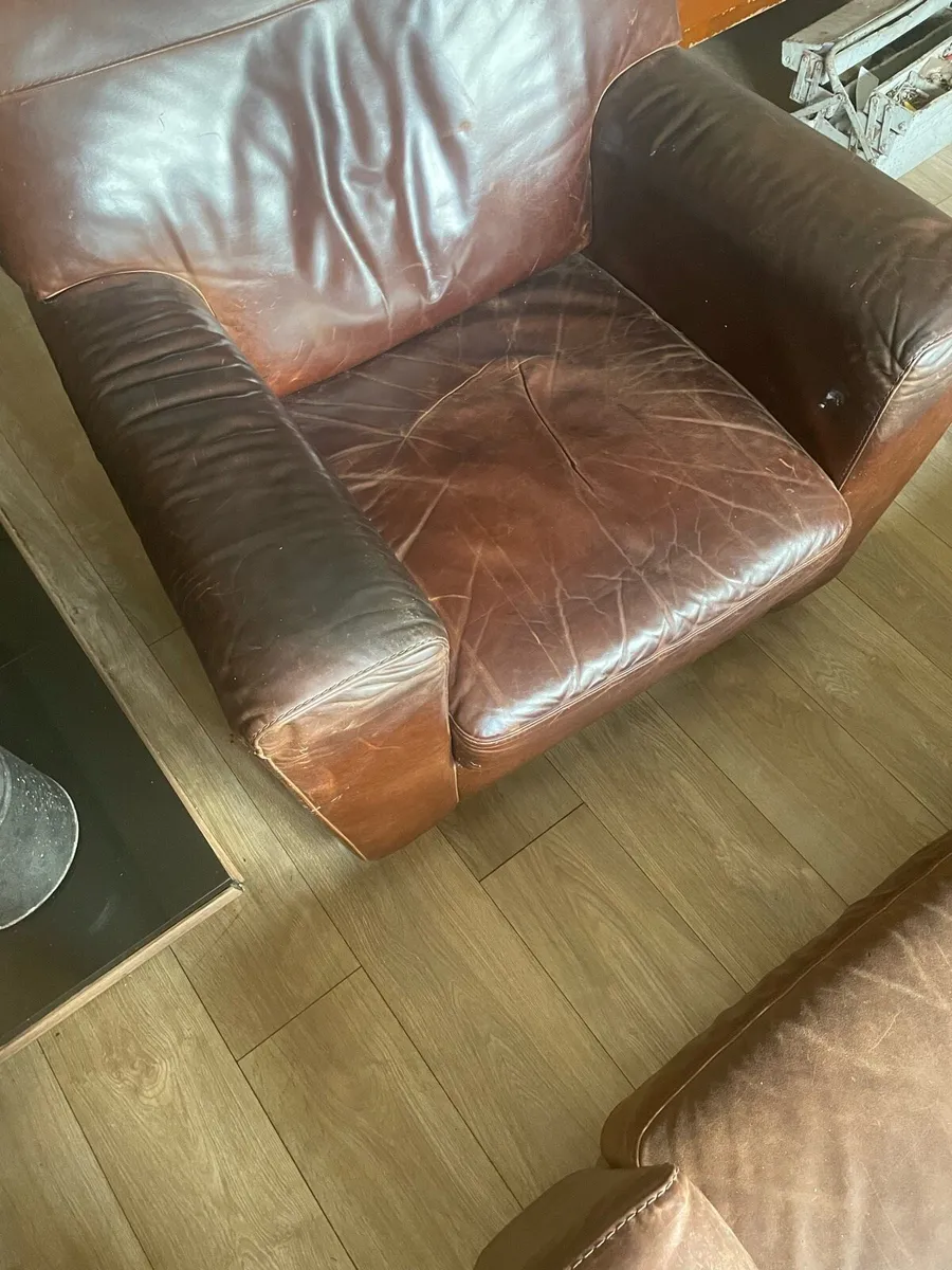 3+1 Brown leather couch - Image 2