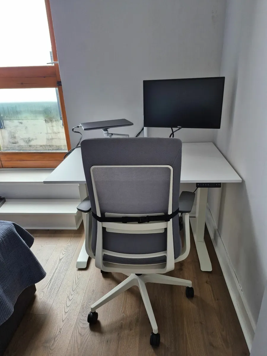 Sit-Stand Desk + Chair + Monitor Arm - Image 1