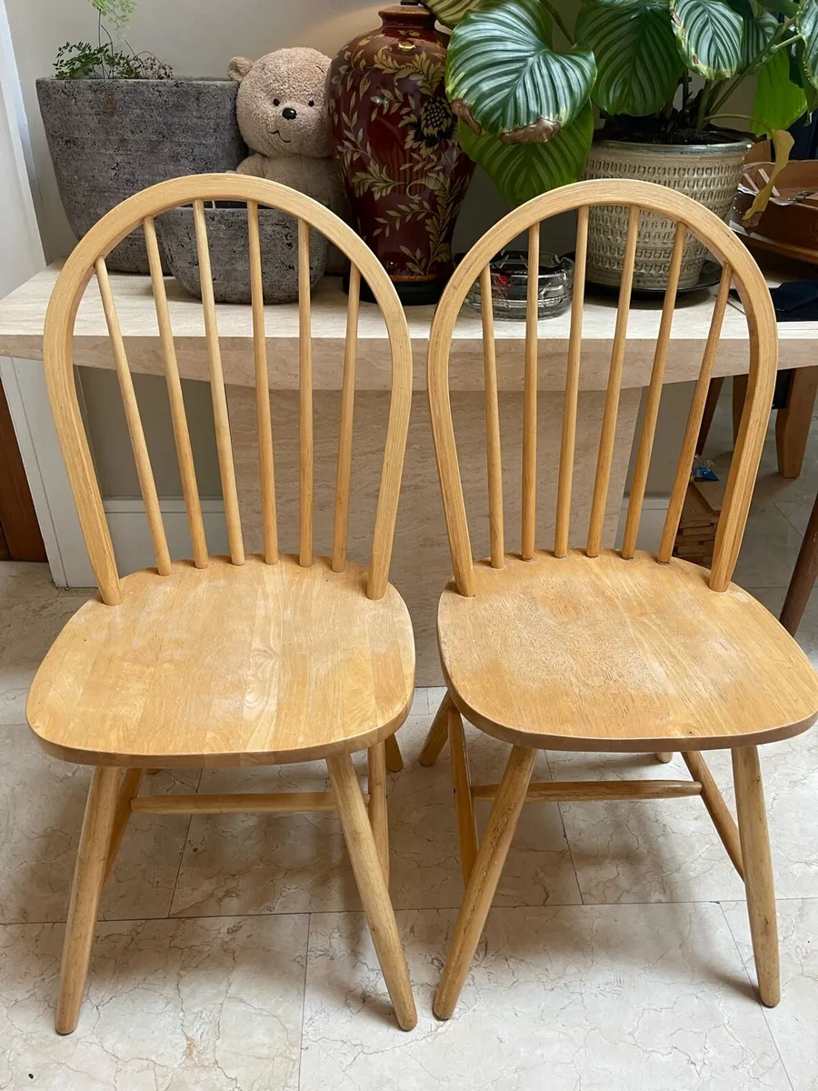 2 x Sturdy Matching Wooden Kitchen Dining Chairs