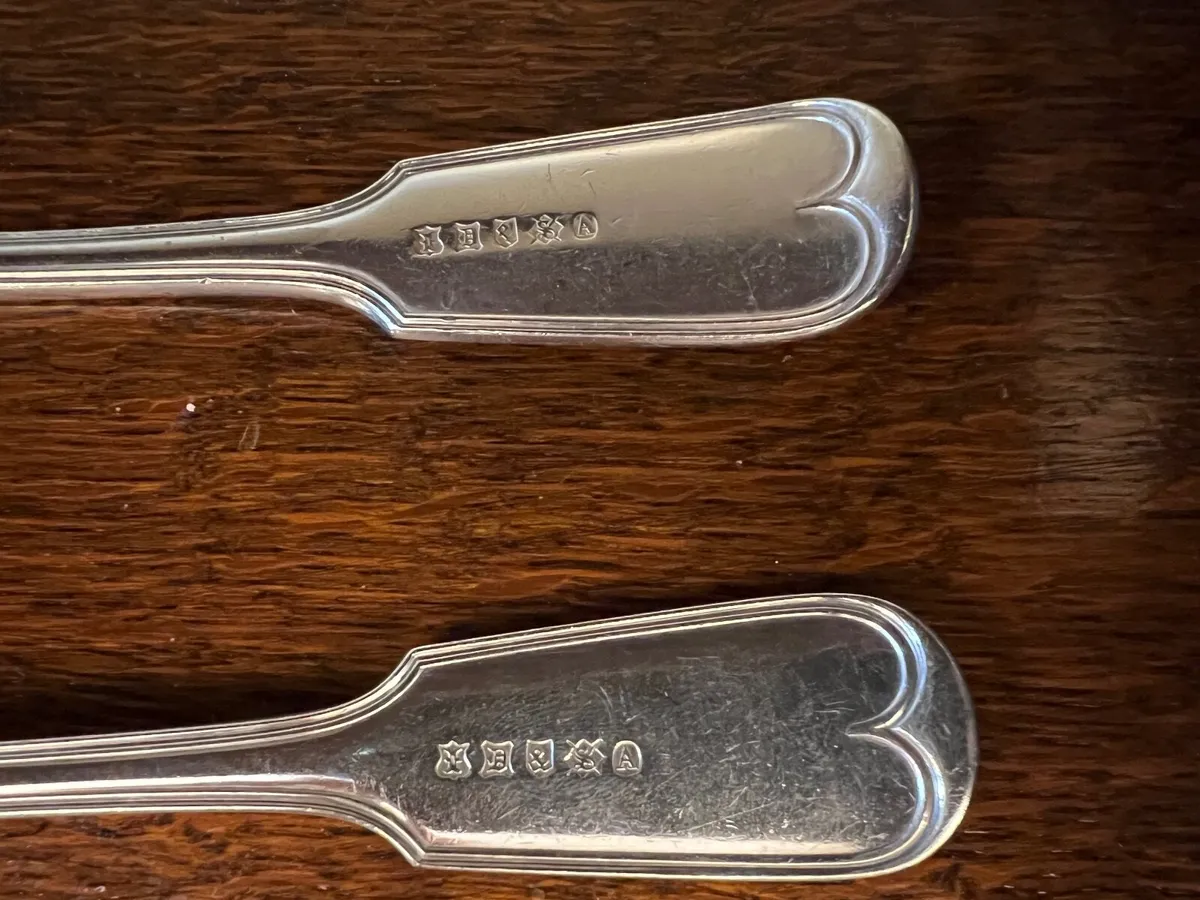 Pair of Antique Silverplated Spoons – Daniel & Art - Image 2