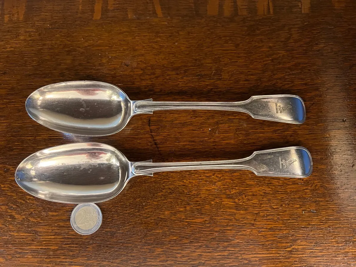 Pair of Antique Silverplated Spoons – Daniel & Art - Image 3