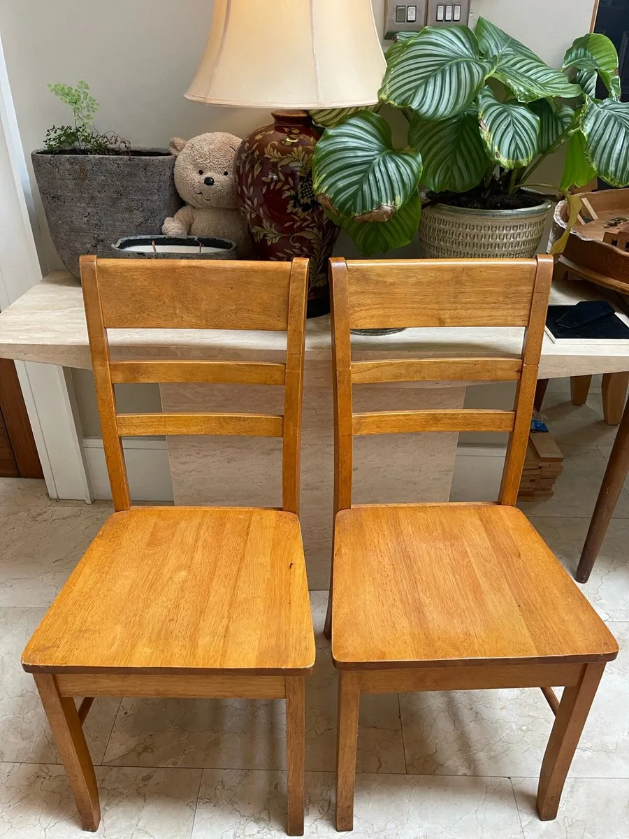 2 x Solid Matching Wooden Kitchen Dining Chairs
