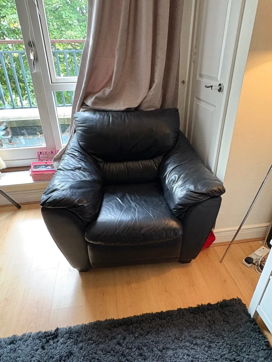 Black Leather Sofa - Image 1