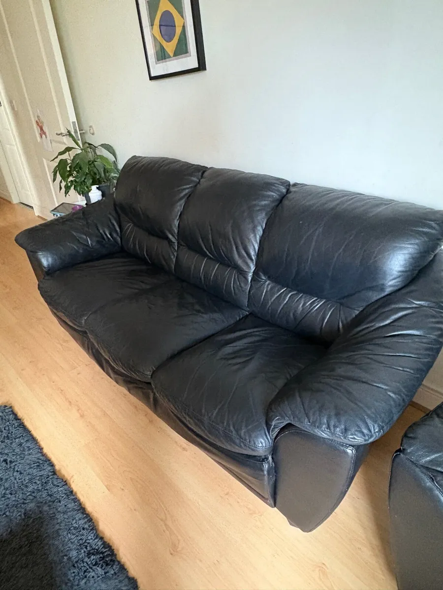 Black Leather Sofa - Image 2