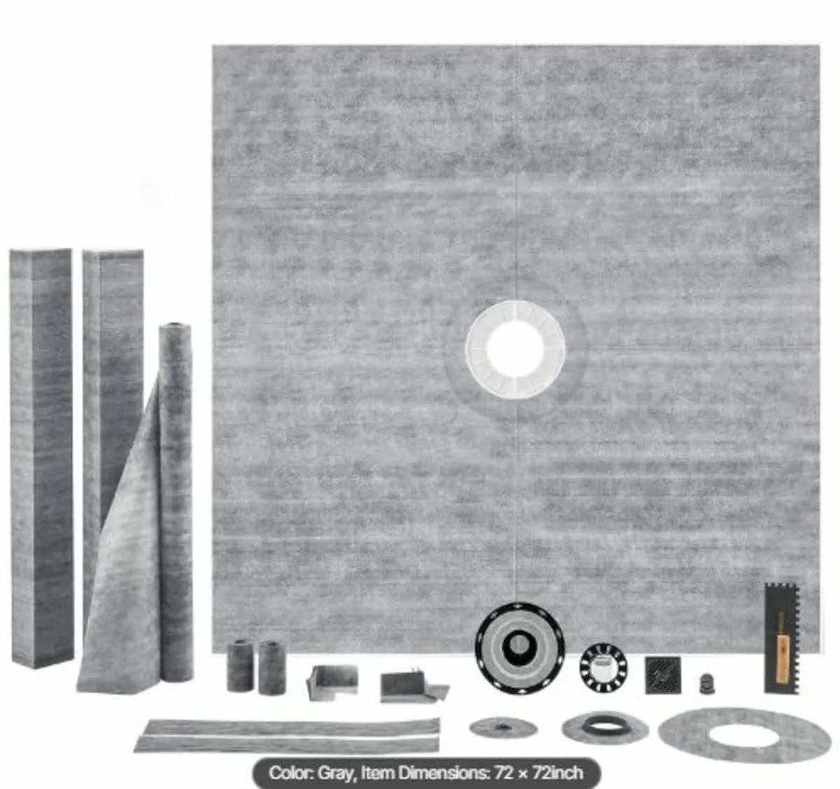 Shower Curb Kit, 1828x1828mm Shower Pan Kit - Image 1