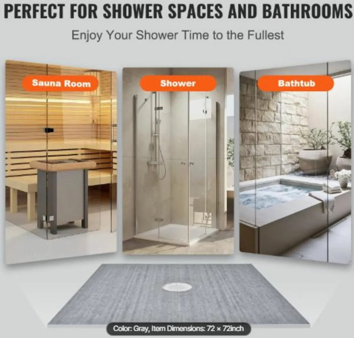 Shower Curb Kit, 1828x1828mm Shower Pan Kit - Image 3