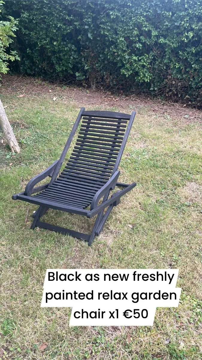 Foldable black garden relax chair - Image 1