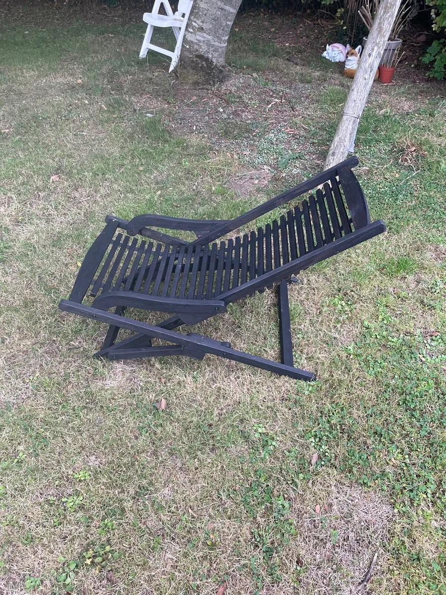Foldable black garden relax chair - Image 2