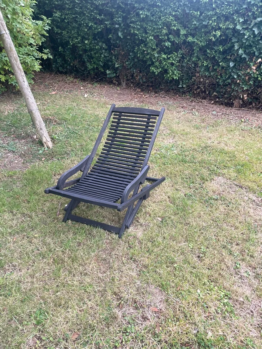 Foldable black garden relax chair - Image 3