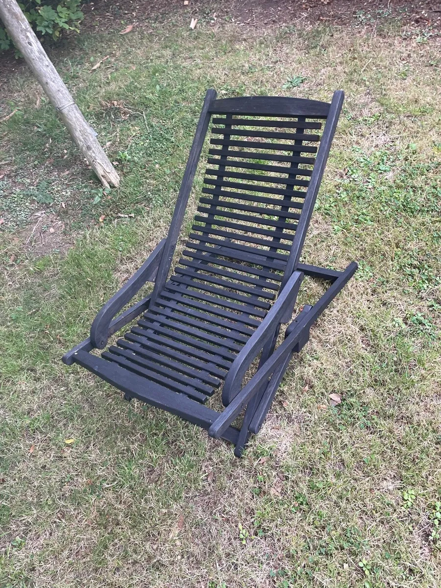 Foldable black garden relax chair - Image 4