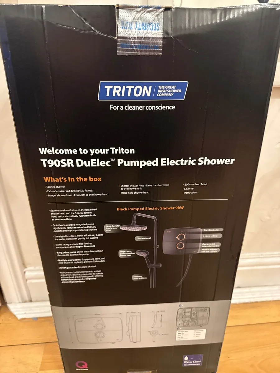 Triton T90sr Matt black dual head shower - Image 3