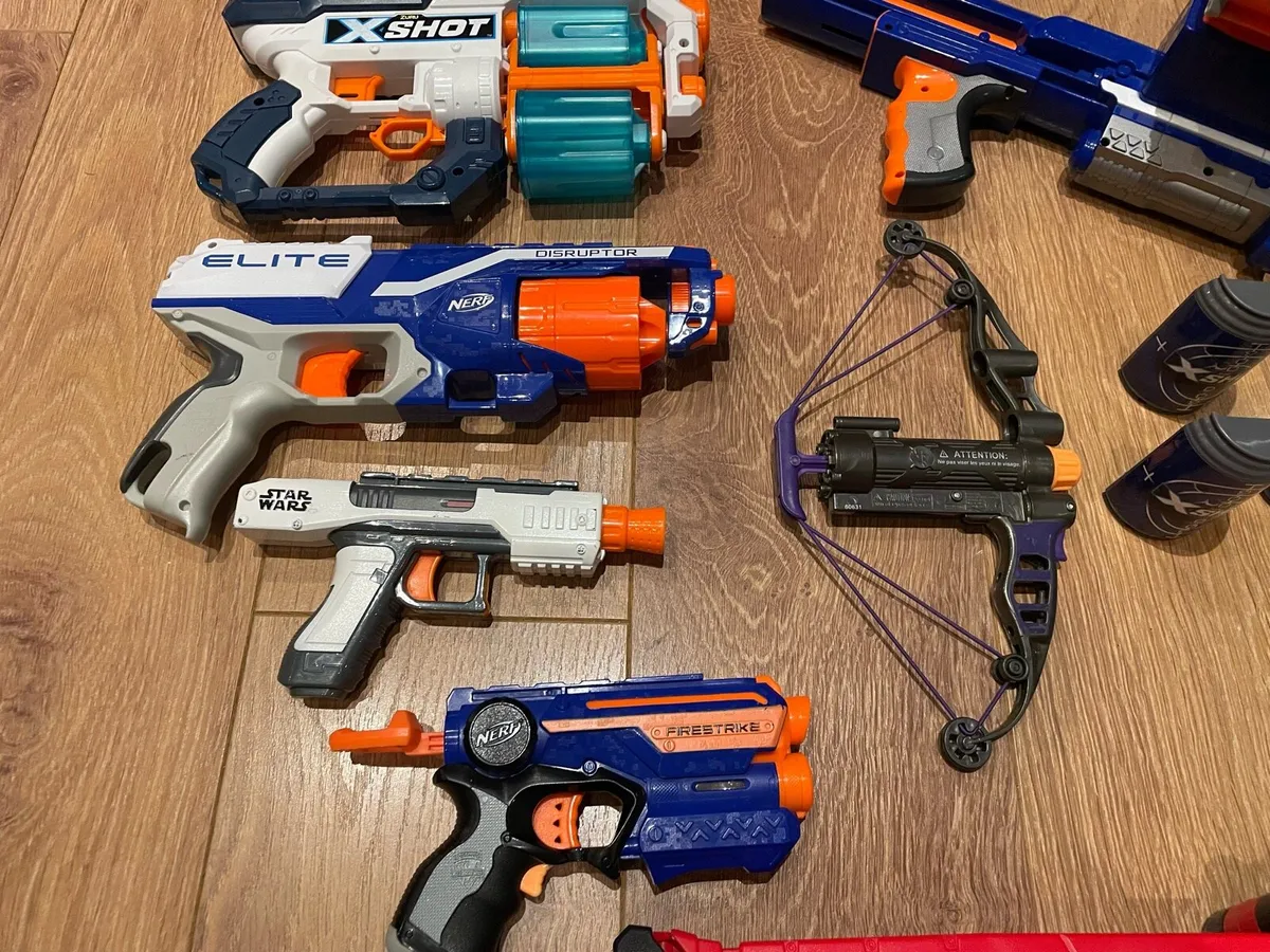 Nerf guns with safety face masks, jacket bullets, - Image 4