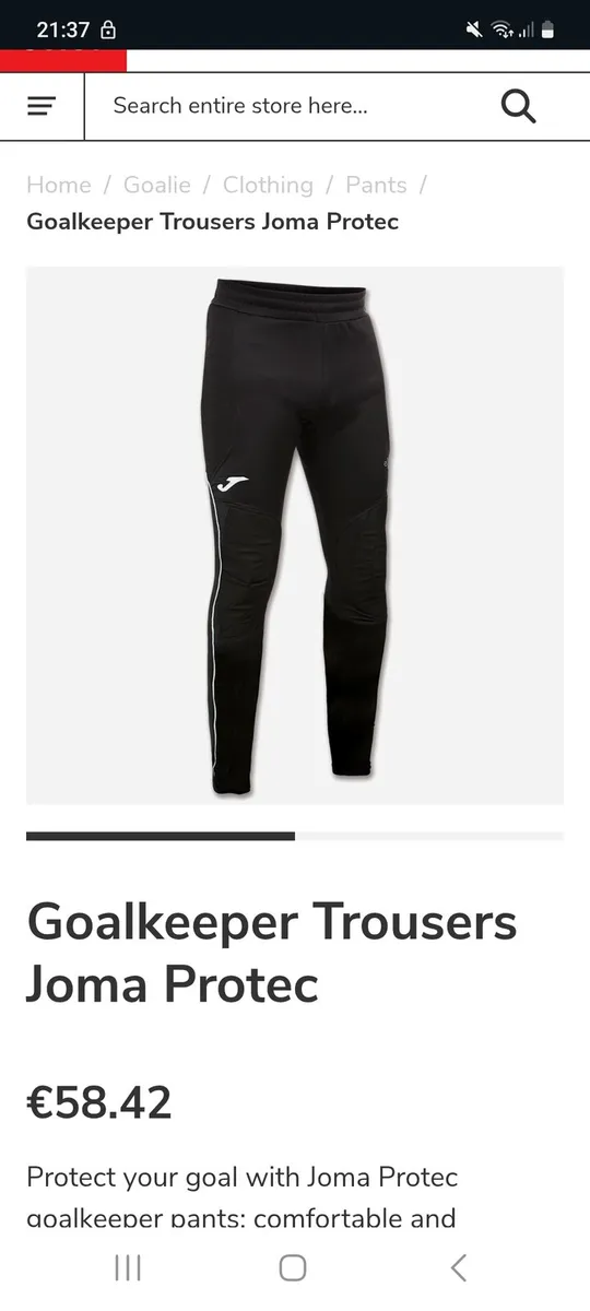Goalkeeper padded pants size s NEW