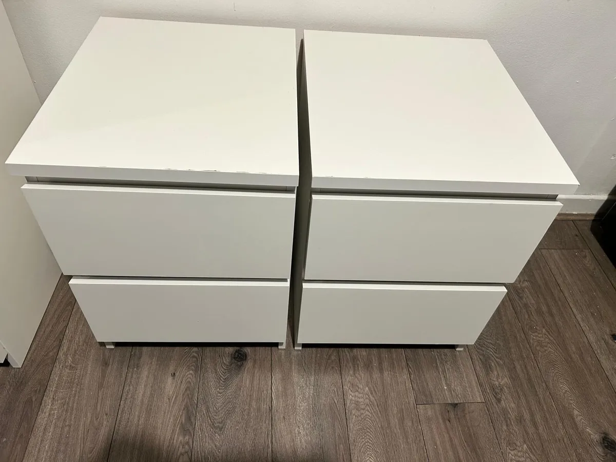 Pair of white bedside lockers