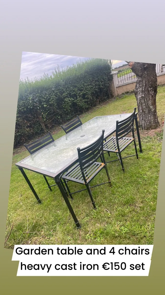 Garden table + 4 chairs set - Image 1