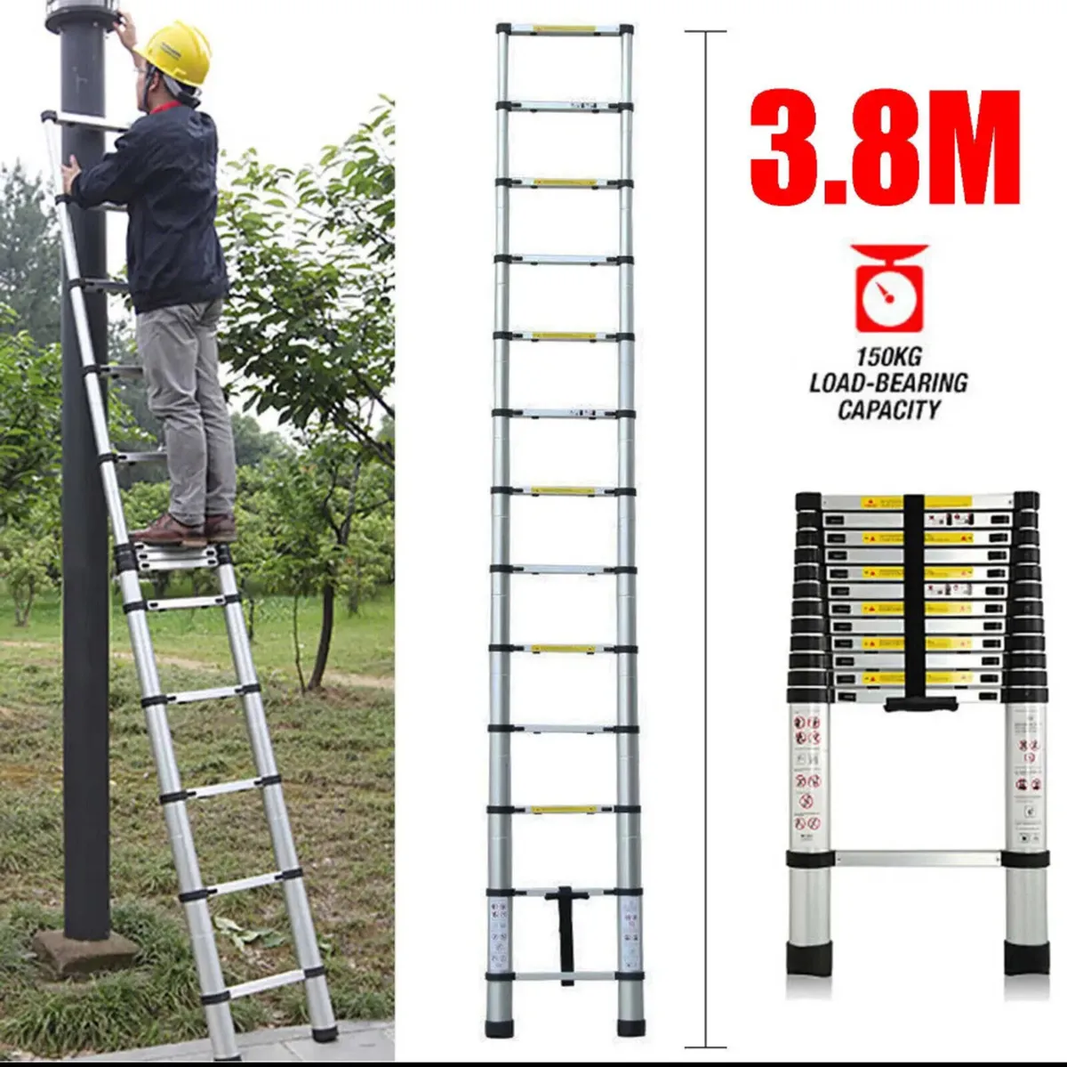 3.8m Metre Telescopic Ladder 12.5ft Brand NEW - Image 1