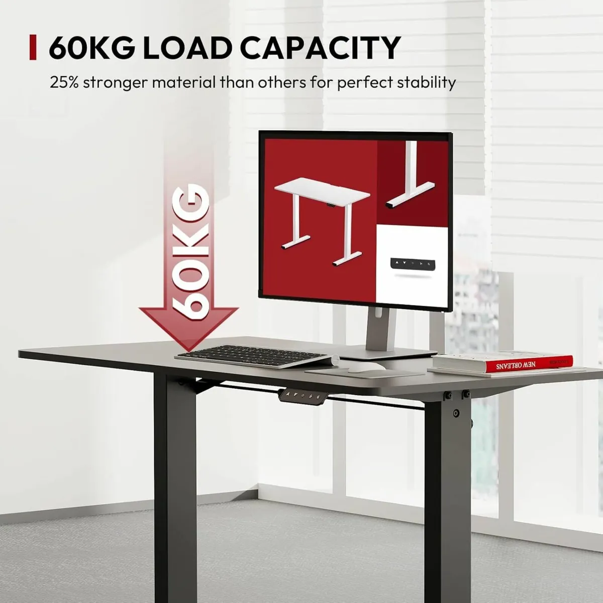 110x60 Electric Standing Office Desk Adjustable - Image 4