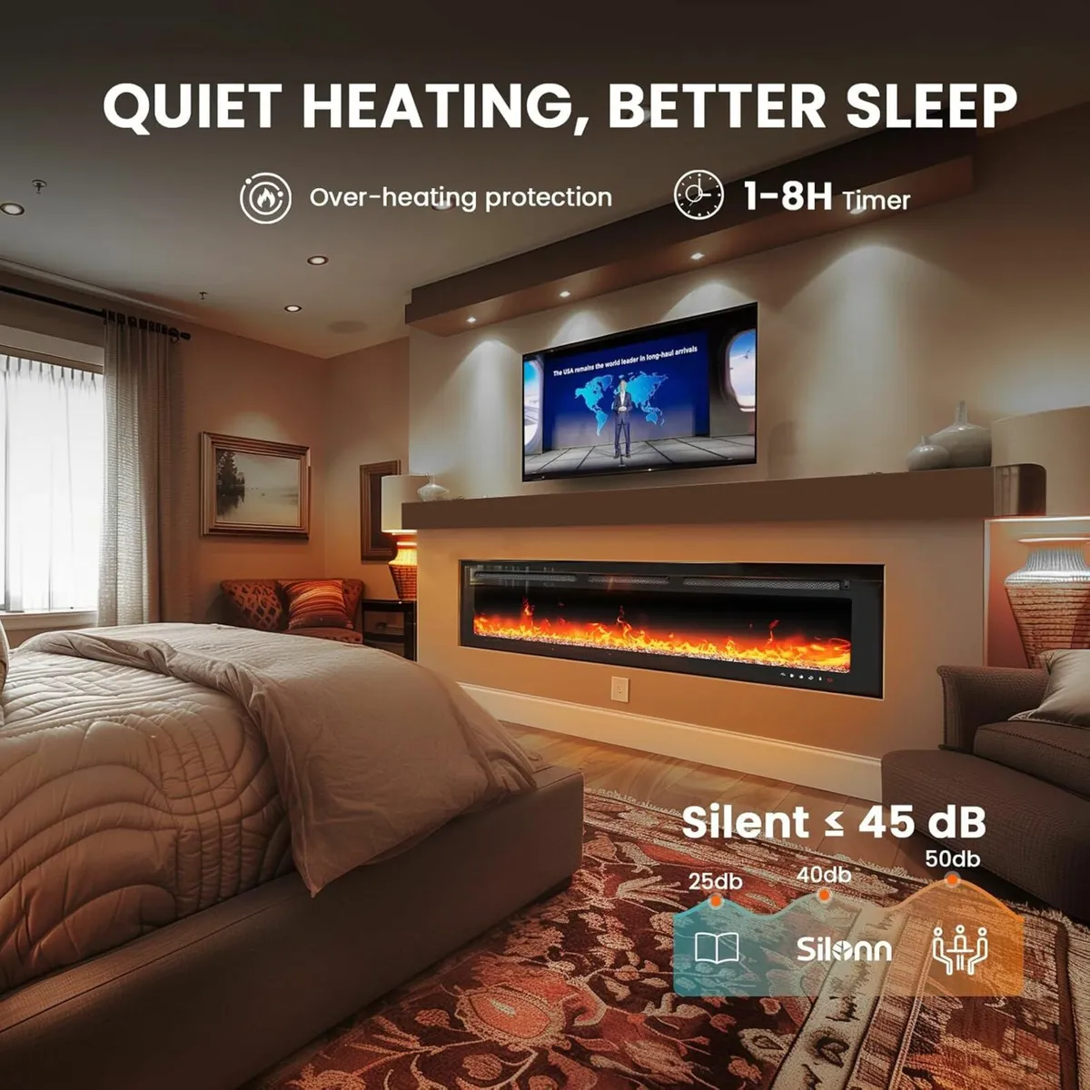 50″127cm Electric Fireplace Heater 20 Flame Colors - Image 1