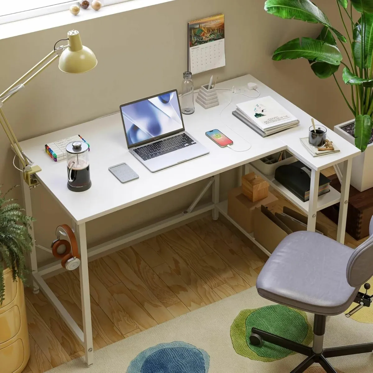 L Shaped Gaming Desk Office White Outlets 100x70cm - Image 2