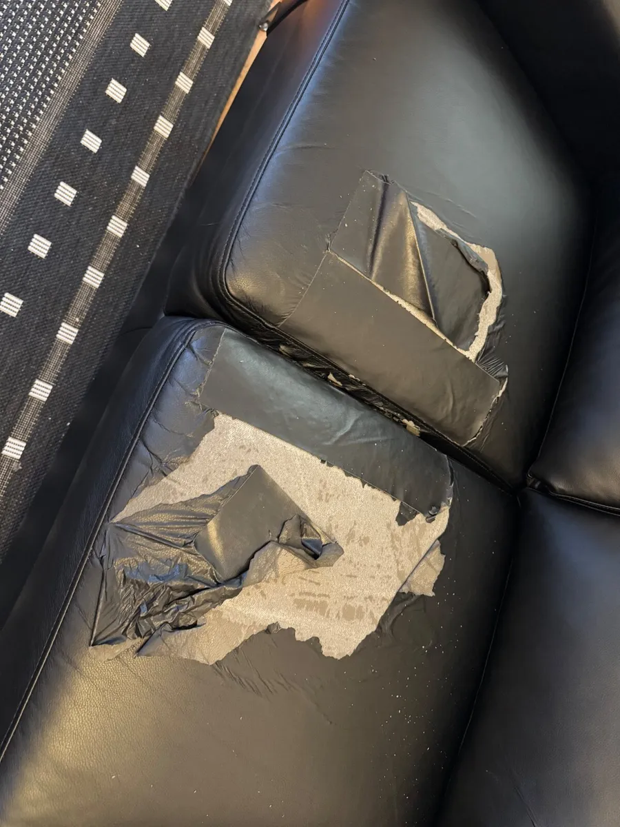 Leatherette Black 2-Seater Sofas - Image 3