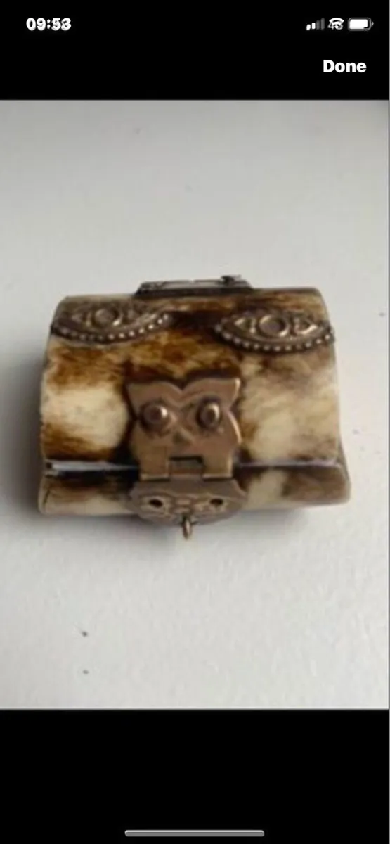 Vintage Bone & Brass Ring/ Jewellery Box - Image 1