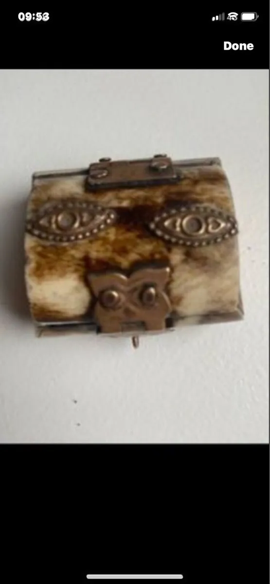 Vintage Bone & Brass Ring/ Jewellery Box - Image 2